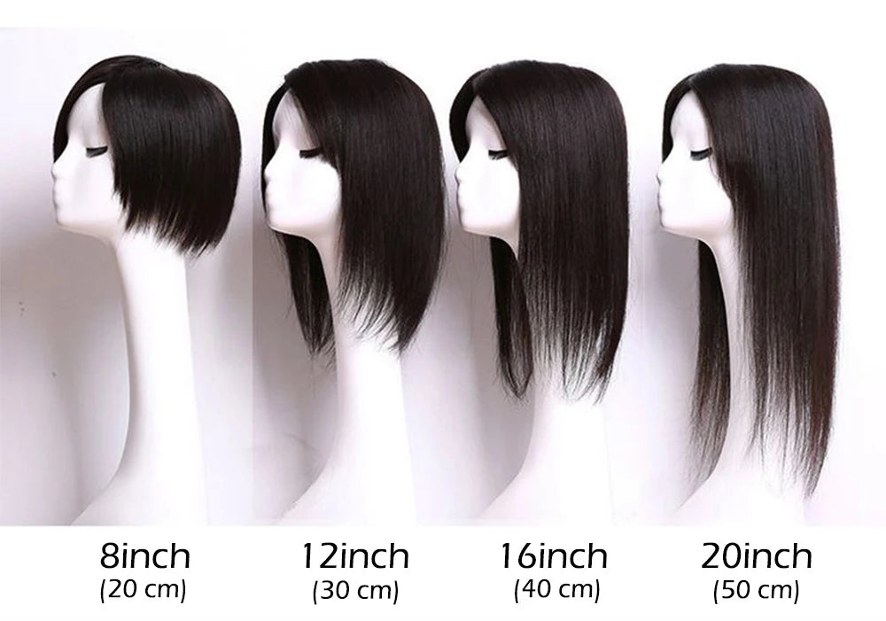 All Sizes Silk Base Virgin Human Hair Toppers with Bangs Full Handmade Silk Top Human Hair Piece Fringe Women Toupee With Clips