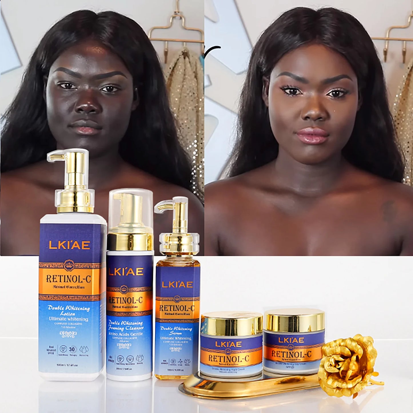 LKIAE Advanced Retinol Whitening Skin Care Set for All Skin Types, Moisturizing, Reduce Wrinkle, Dark Spot, Melanin, Smooth Skin