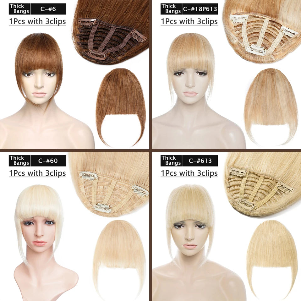 S-noilite Thick Bangs Air Bangs Straight Wig Natural Black Brown Blonde Invisible Fake Hair Piece Clip In Fringe Hair Extensions