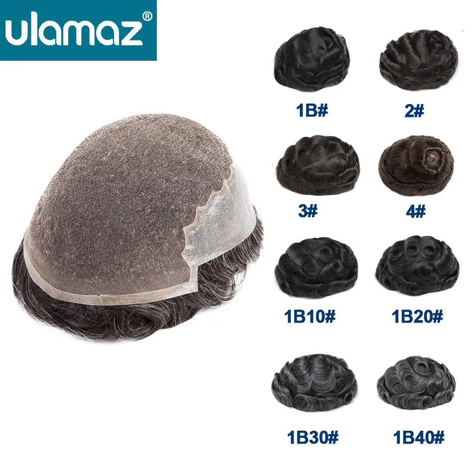 Lace Front Men's Wig Bleach Knots Capillary Male Hair Prosthesis Lace PU Toupee Wigs For Men Q6 Hair System Man Real Human Hair