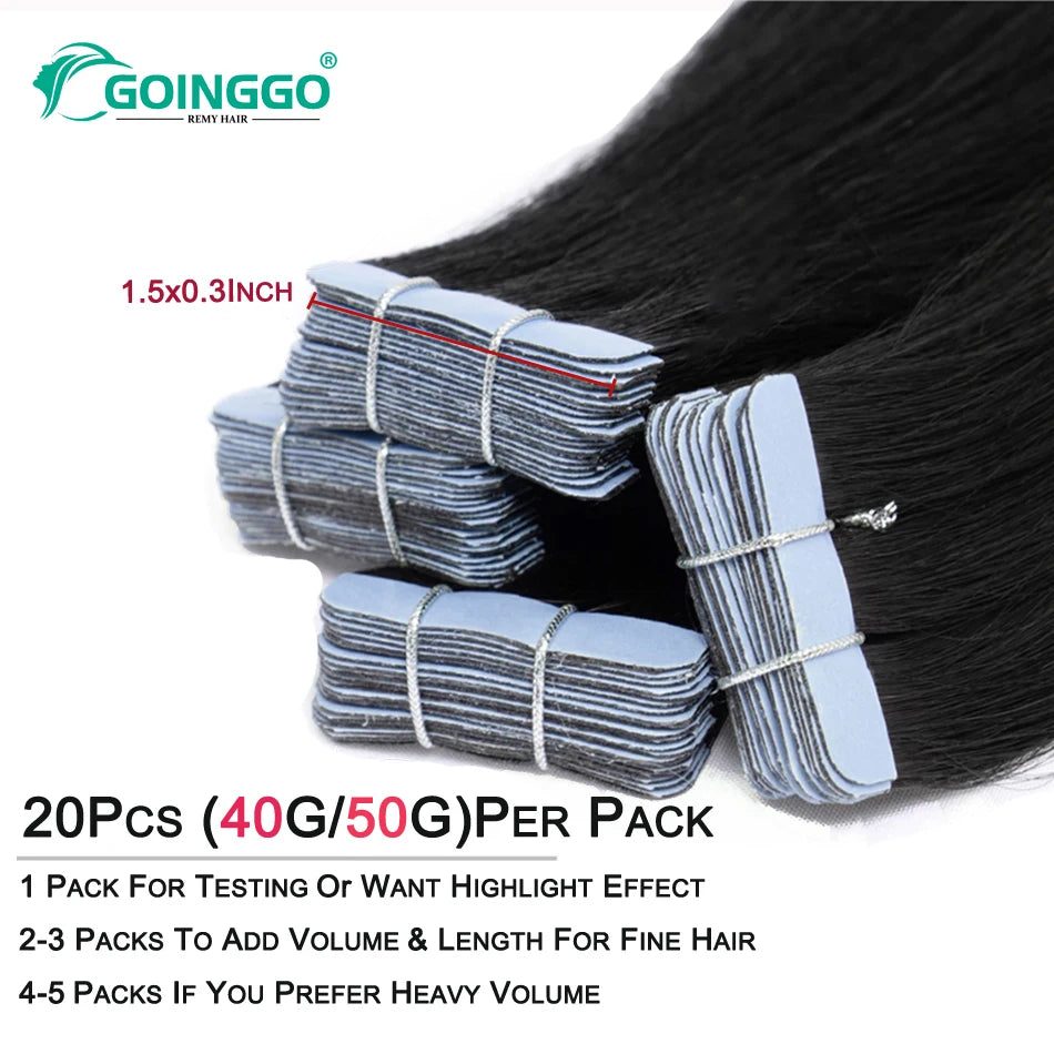 Straight Sliver Grey Human Hair Tape In Extensions Skin Weft Adhesive Tape In Grey Remy Hair Tape Extension 20Pcs/Set 50g 26Inch