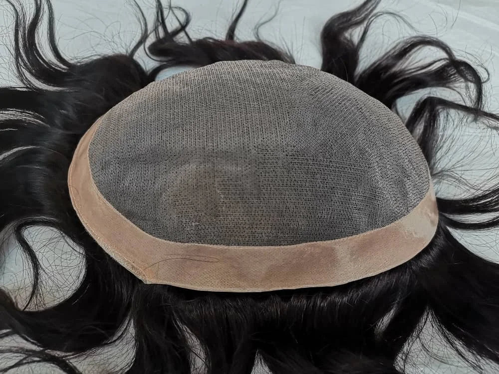 N.L.W Toupee for Men Fine Mono Men Toupee Human Hair Replacement System Hair prosthesis Hair wigs Natural Black Hair Units