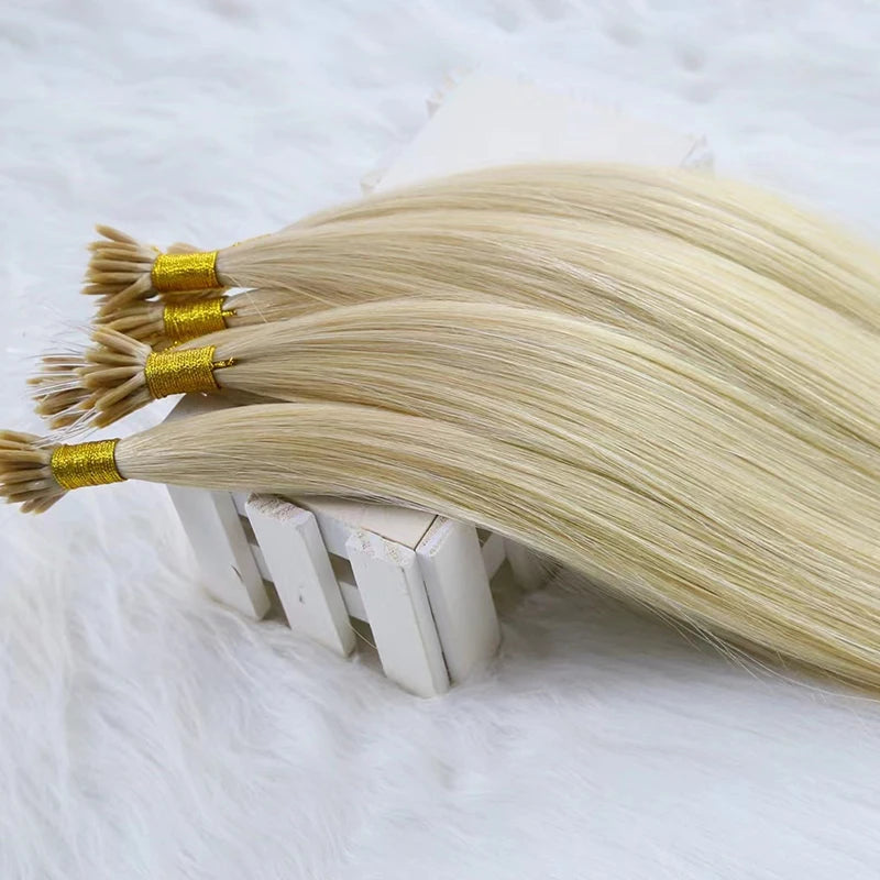 Remy Nano Ring Tip Elastic Hair Real Straight #60 Burmese Human Hair Extensions 14-30INCH Fusion Virgin Hair Extensions
