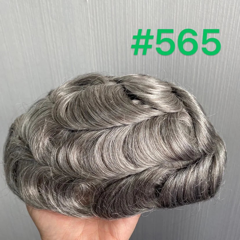 VERSALITE- Mono with Swiss Lace Front Toupee Men Male Hair Prosthesis 100% Natural Human Hair Replacement  System Men's Wigs