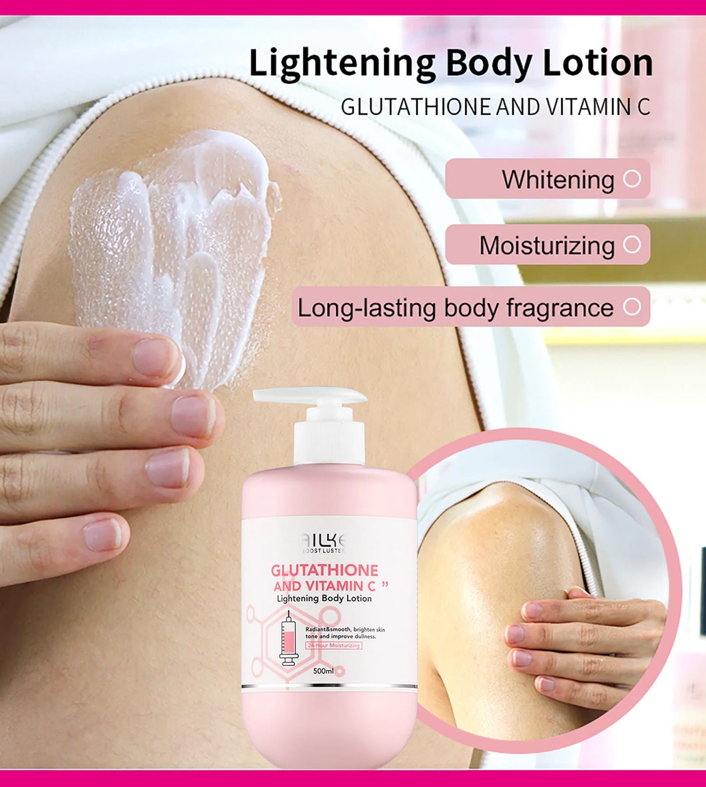 AILKE Whitening Skin Care Set For All Skin Types, Contain Glutathione, Vitamin C, Smooth Skin, Reduce Melanin And Pigmentation