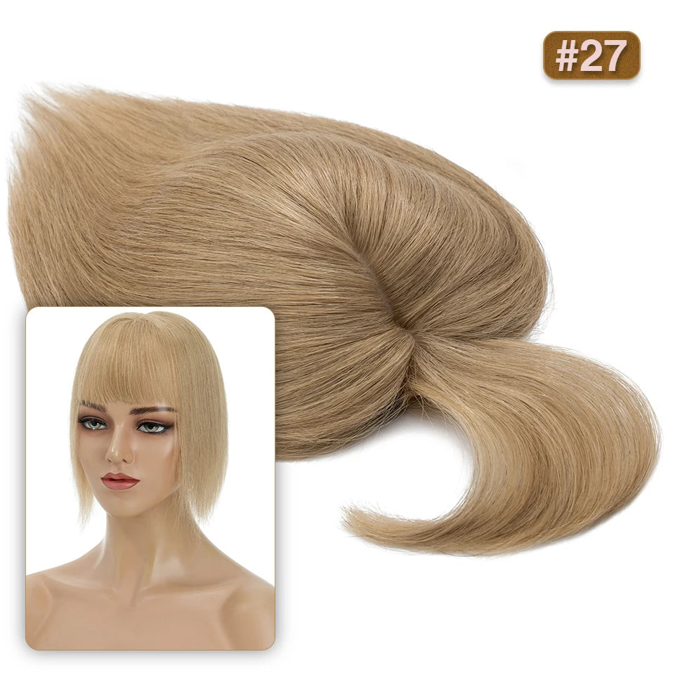 S-noilite Hair Toppers 10x12cm Women Topper 3.5x9cm Silk Base Natural Hair Wig 100% Human Hair For Women Hairpiece With Bangs