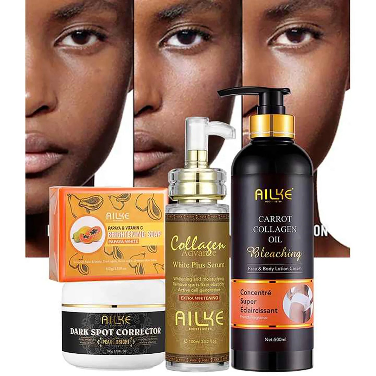 AILKE Collagen 5-in-1 Skin Care Set, Restore Skin Elasticity, Smooth Skin, Brighten, Even Skin Tone,For Face And Body Use Kit