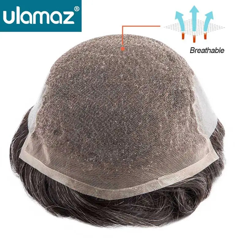 Lace Front Men's Wig Bleach Knots Capillary Male Hair Prosthesis Lace PU Toupee Wigs For Men Q6 Hair System Man Real Human Hair