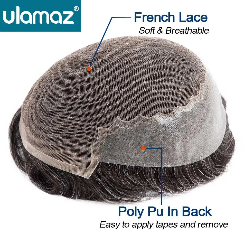 Lace Front Men's Wig Bleach Knots Capillary Male Hair Prosthesis Lace PU Toupee Wigs For Men Q6 Hair System Man Real Human Hair