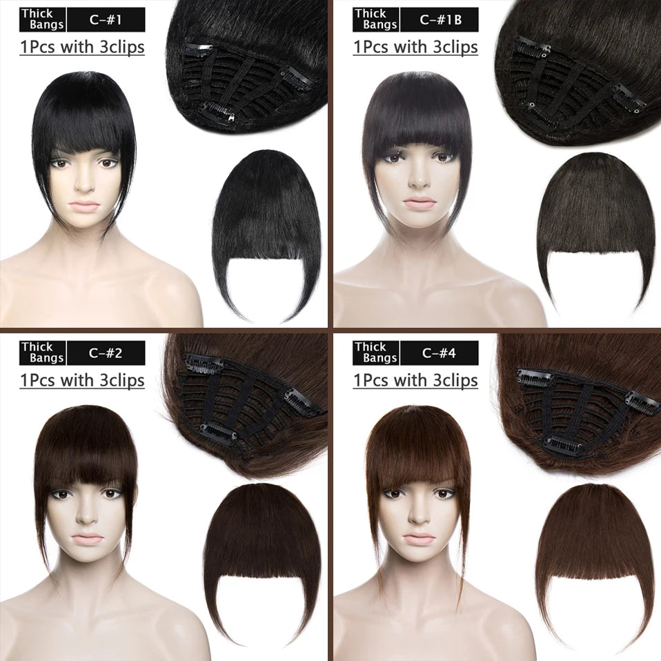 S-noilite Thick Bangs Air Bangs Straight Wig Natural Black Brown Blonde Invisible Fake Hair Piece Clip In Fringe Hair Extensions