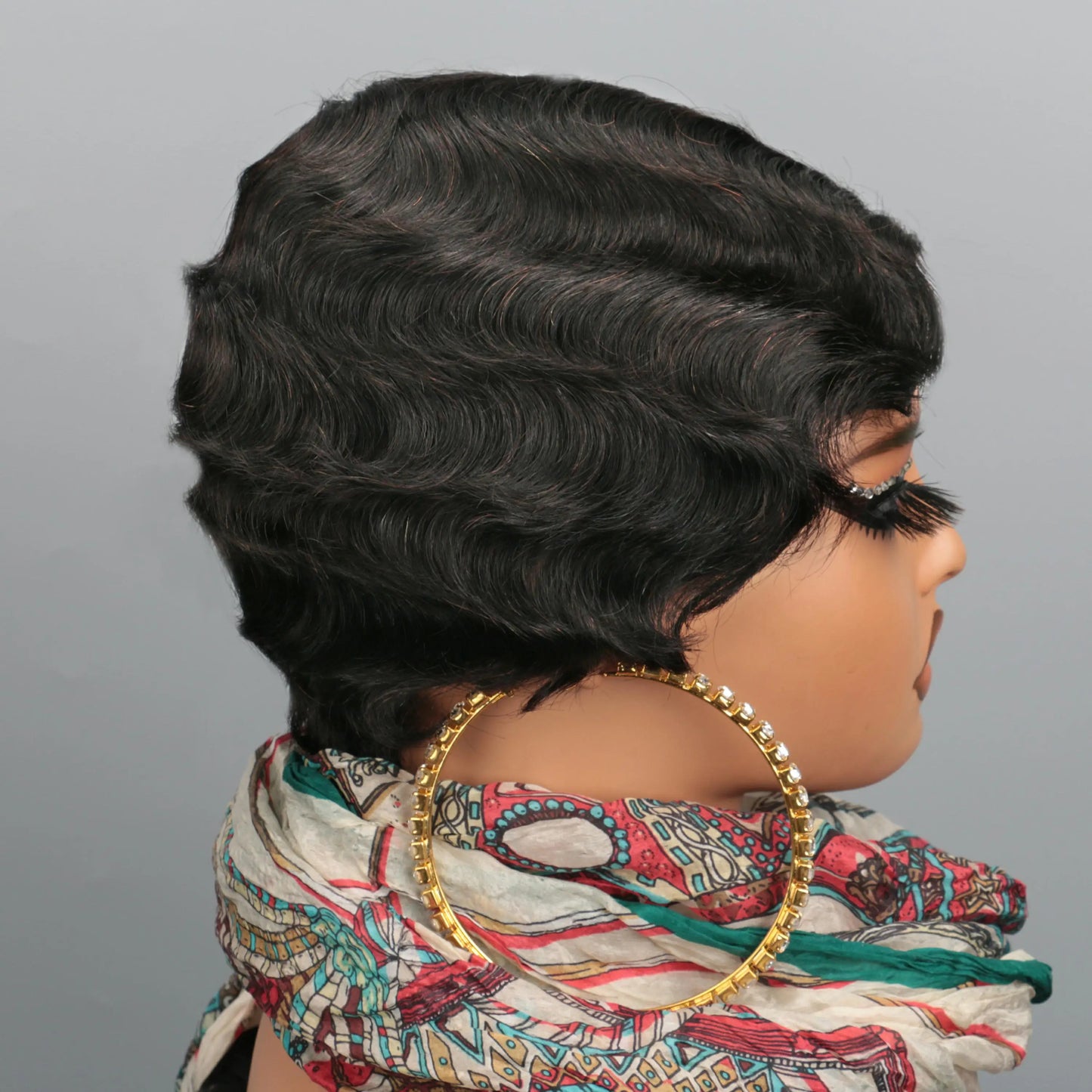 Short Pixie Cut Wigs For Black Women Finger Ocean Wave Human Hair Wigs With Bangs Short Layered Pixie Wigs Full Machine Made Wig