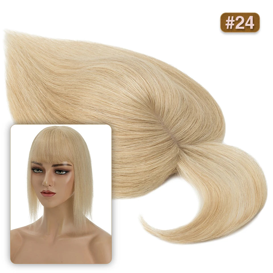 S-noilite Hair Toppers 10x12cm Women Topper 3.5x9cm Silk Base Natural Hair Wig 100% Human Hair For Women Hairpiece With Bangs