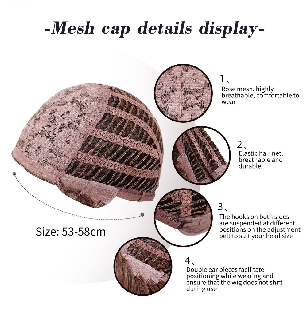 LOUIS FERRE Dark Brown Long Wavy Natural Hair Women's Synthetic Wig With Bangs Long Water Wave Daily Cosplay Hair Heat Resistant