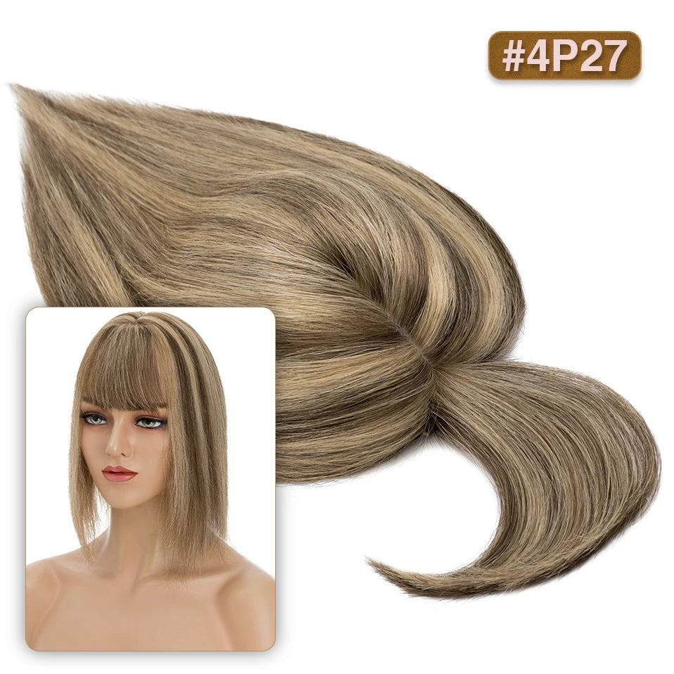 S-noilite Hair Toppers 10x12cm Women Topper 3.5x9cm Silk Base Natural Hair Wig 100% Human Hair For Women Hairpiece With Bangs