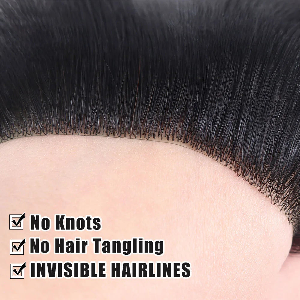Natural Human Hair Forehead Hairline Toupee Men's Capillary Prosthesis Thin Skin Hairpiece Replacement System Remy Hair