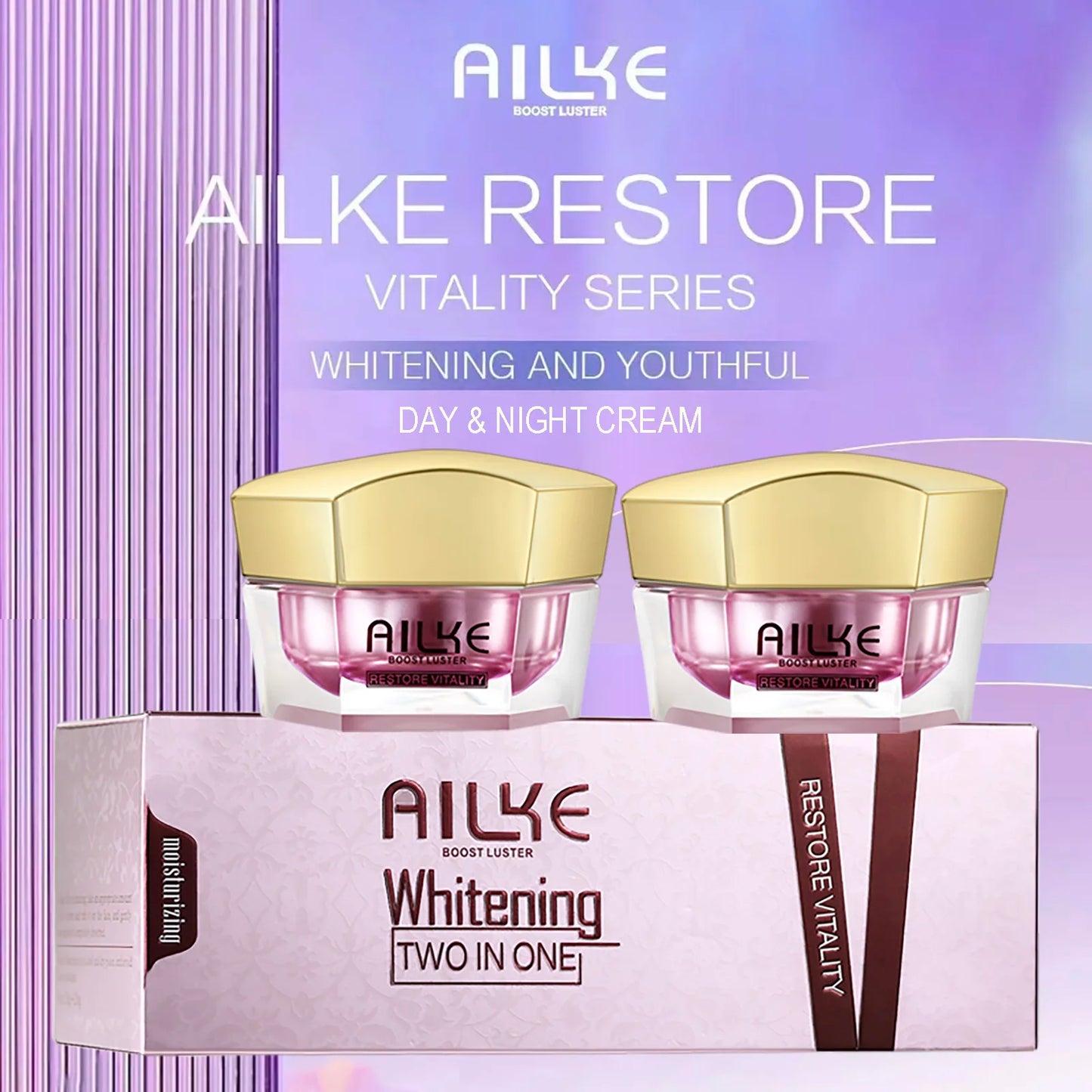 AILKE Lightening Anti-Wrinkle Face Cream With Collagen, Hyaluronic Acid, Whitening Skin Care Women Facial Moisturizer Set