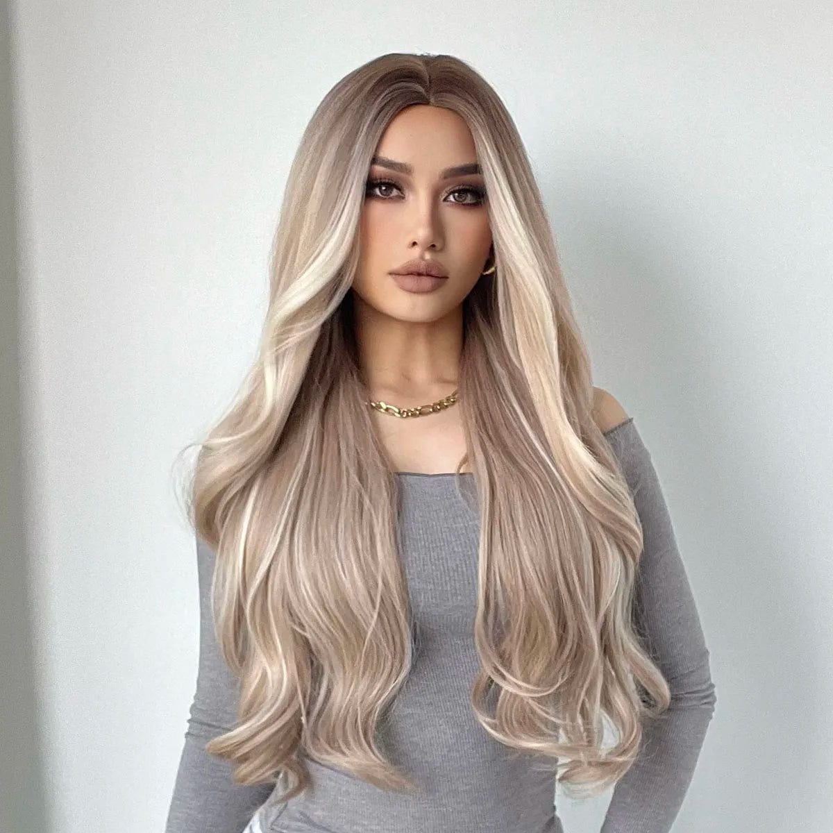 Blonde Unicorn Cherry Red Wig Synthetic Long Wavy Wig with Bangs Daily Party Cosplay Hair Wigs for Women Heat Resistant Fiber