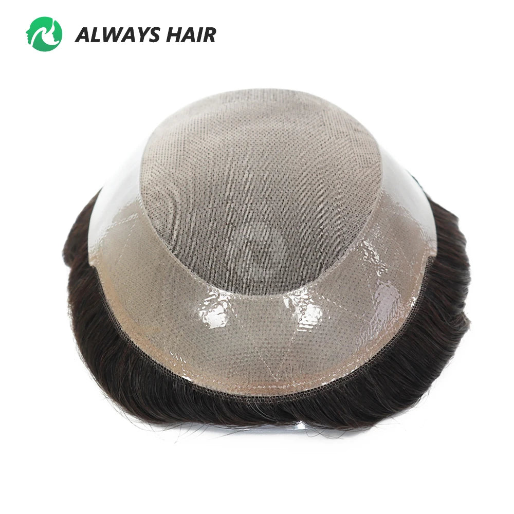 High Quality Man Toupee 1/8 Folded French Lace Durable Fine Mono Men's Capillary Prosthesis Hair Multiple Size Wig Man Free Ship