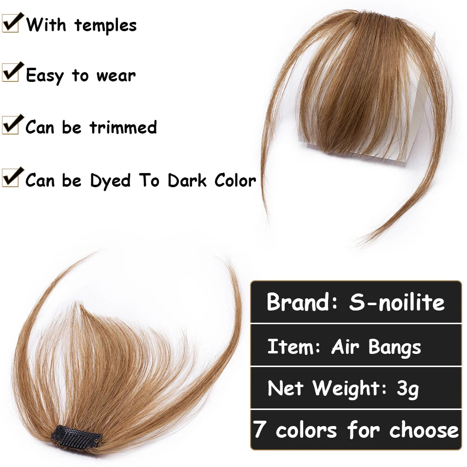 S-noilite Thick Bangs Air Bangs Straight Wig Natural Black Brown Blonde Invisible Fake Hair Piece Clip In Fringe Hair Extensions