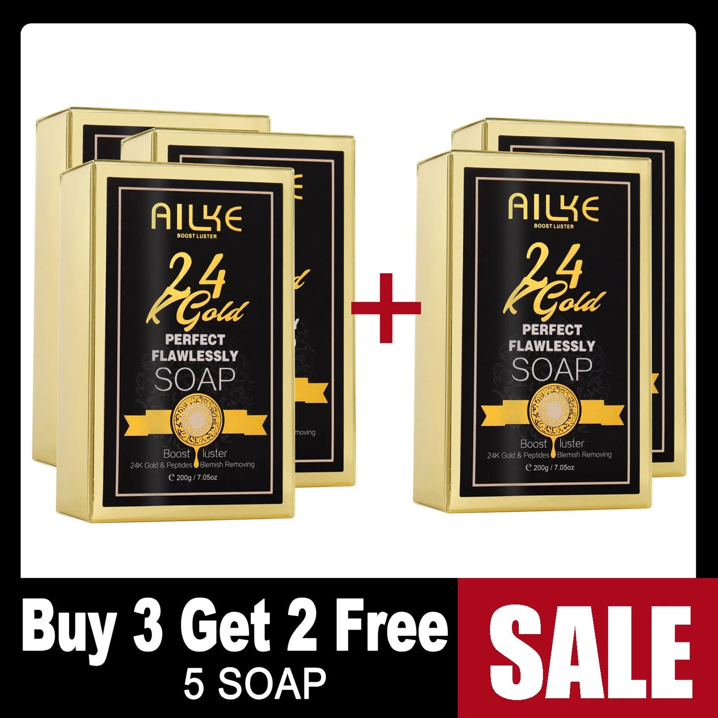 AILKE 24K Gold Perfect Flawlessly Lightening Skin Care Kit, Moisturizing, Smooth Skin, Even Skin Tone, Reduce Wrinkles