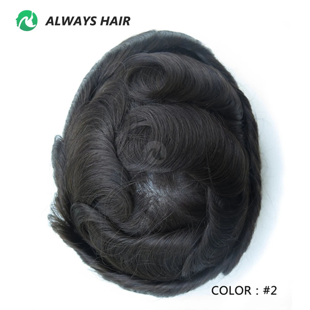 High Quality Man Toupee 1/8 Folded French Lace Durable Fine Mono Men's Capillary Prosthesis Hair Multiple Size Wig Man Free Ship