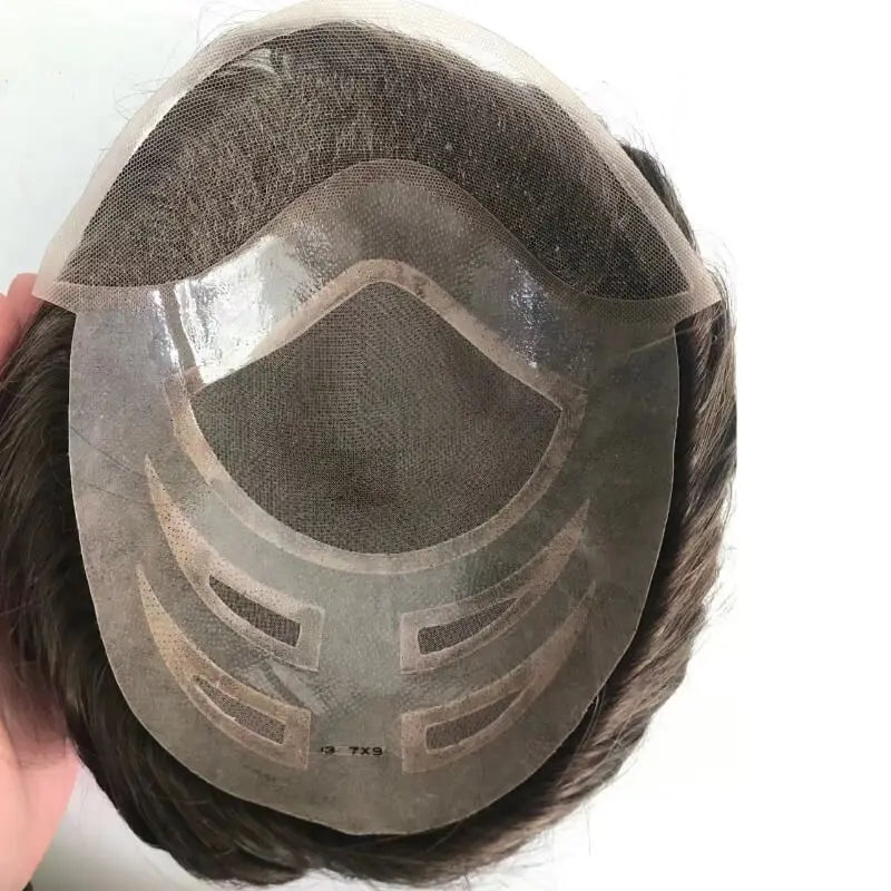 VERSALITE- Mono with Swiss Lace Front Toupee Men Male Hair Prosthesis 100% Natural Human Hair Replacement  System Men's Wigs