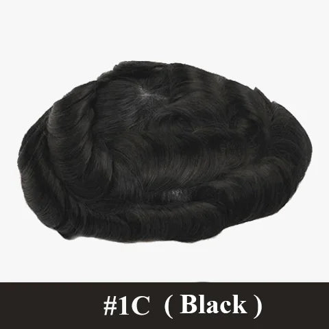 Male Hair Prosthesis 0.12-0.14mm Injection Skin Toupee Man Wigs For Men Wig Men's capillary prothesis 100% Human Hair Men's Wigs