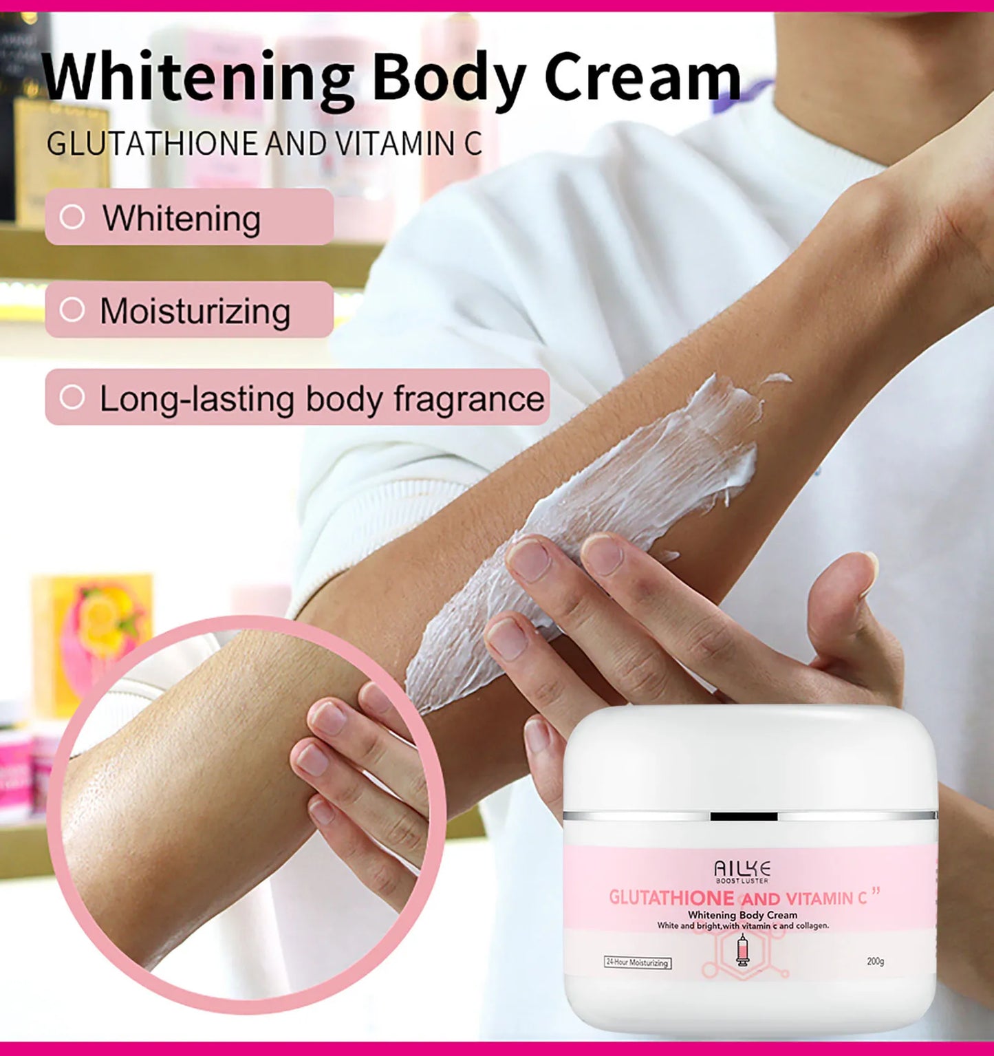 AILKE Whitening Moisturizing Korean Facial And Body Lotion, Reduce Melanin Wrinkles, Vitamin C Dark Spots Remove Skin Care Cream