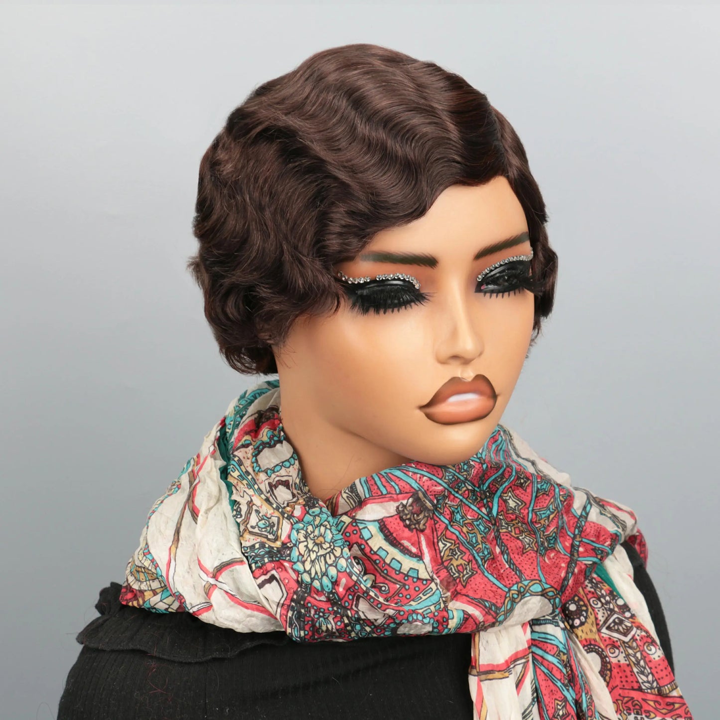 Short Pixie Cut Wigs For Black Women Finger Ocean Wave Human Hair Wigs With Bangs Short Layered Pixie Wigs Full Machine Made Wig