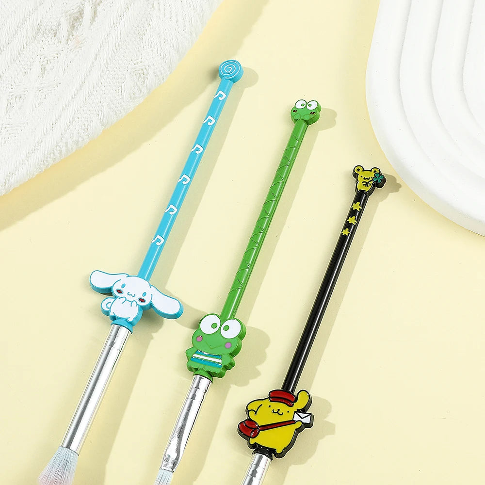 6Pcs Hello Kitty Makeup Brushes Kits Kawaii Sanrios Kuromi Powder Blending Blush Concealer Eyebrow Brush With Velvet Bag