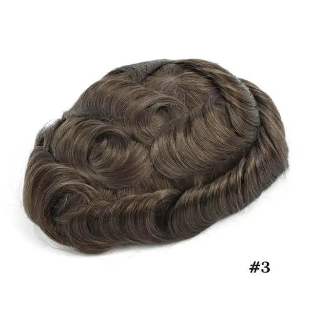 Men Toupee Indian Human Hair Wigs Thin Skin Human Remy Hair Wigs With Knots Invisible Natural Hairline Indian Hair System Units