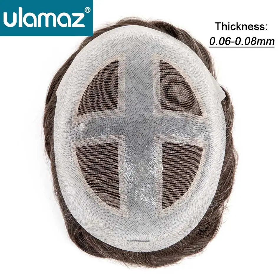 Man Hair Prosthesis French Lace Skin Hair System For Men Microskin Men's Capillary Prosthesis Indian Human Hair Toupee Mens Wig