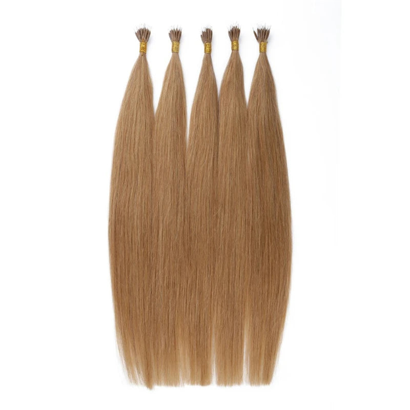 Remy Nano Ring Tip Elastic Hair Real Straight #60 Burmese Human Hair Extensions 14-30INCH Fusion Virgin Hair Extensions