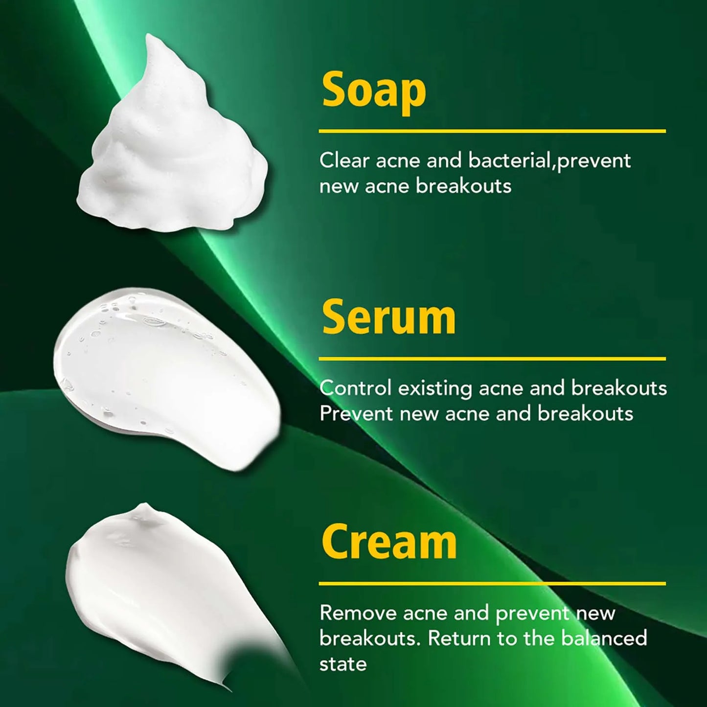 AILKE Organic Anti-Acne Cleansing Face Care Set, Smooth Skin, Reduce Pimples, Spots, Prevent Breakout