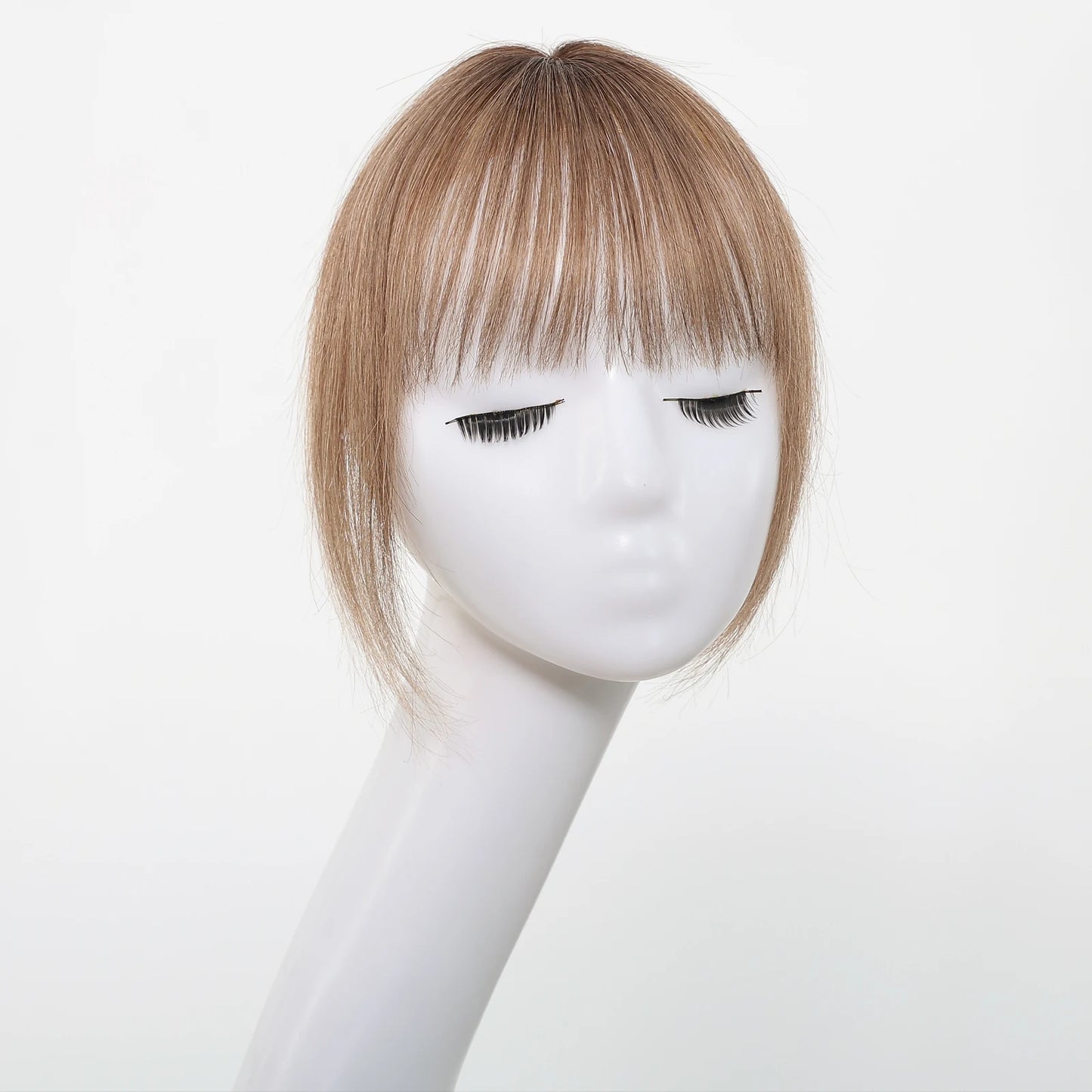 100% Remy Human Hair Toppers with Bangs Light Brown Hairpieces 3D Wispy Bangs for Women Thin Hair Real Human Hair Topper Clip In